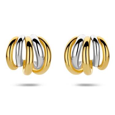 Bicolor Chunky Oorringen 16,5 mm Verguld Zilver