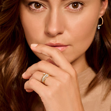 Bolletjes Ring met Zirkonia 14k Geelgoud