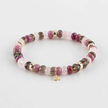 Y&G Armband Robijn, Rozenkwarts & Theekwarts – 14k Goud