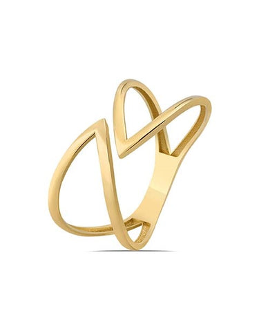 Sculpturale Lussenring 14k Geelgoud van Swing Jewels