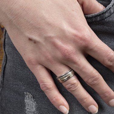 Ring zilver + Goldfilled Moedig