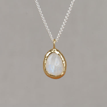 Collier Druppel Maansteen Zilver Verguld