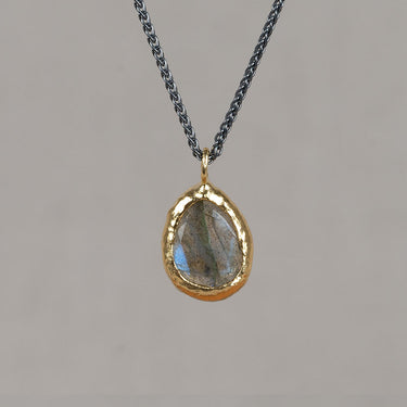 Collier Druppel Labradoriet Zilver Oxy