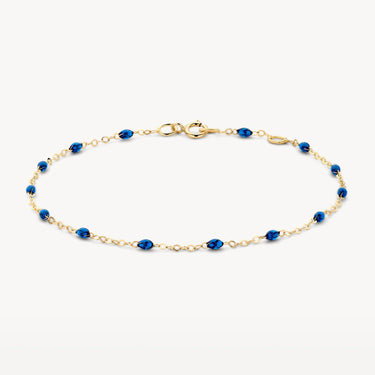 Ankerschakel Armband Blauwe Resin 14k Geelgoud