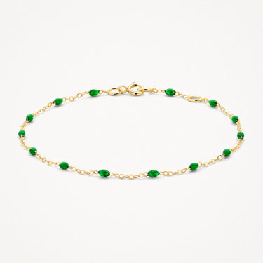 Ankerschakel Armband Groene Resin 14k Geelgoud