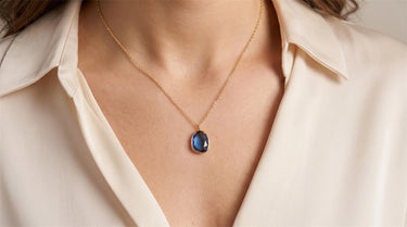 Collier met Blauwe Steen 14k Geelgoud van Swing Jewels