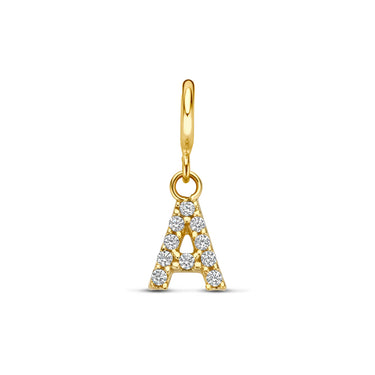 Letter Bedel Zirkonia 7 mm 9k Geelgoud - letter A