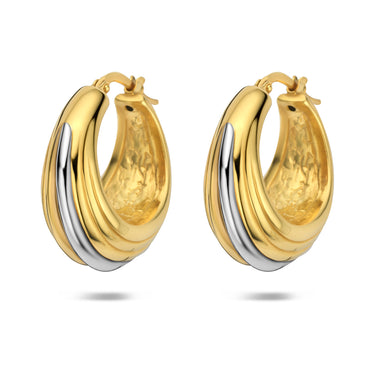 Bicolor Chunky Oorringen 25,5 mm Verguld Zilver