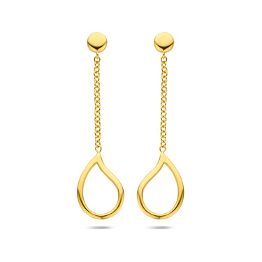 Open Druppel Oorhangers 40 mm 14k Geelgoud