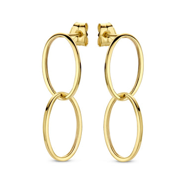 Dubbele Ovale Schakel Oorhangers 14k Geelgoud van Swing Jewels