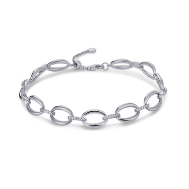 Ovale Schakelarmband Zirkonia Zilver (17+3 cm)