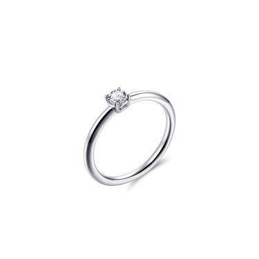 Briljant Solitair Ring Zilver