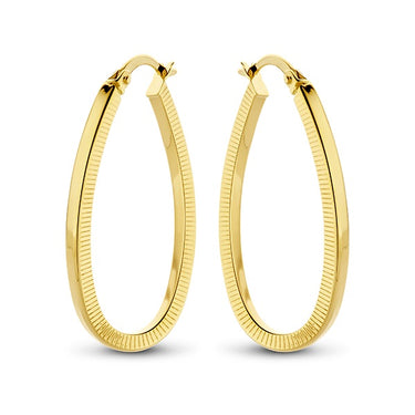 Langwerpige Ribbel Oorringen 14k Geelgoud van Swing Jewels