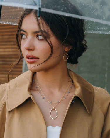 14k Geelgouden Ketting met Ovale Hanger