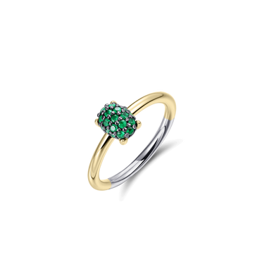 Dashing Details Ring Groen Verguld Zilver