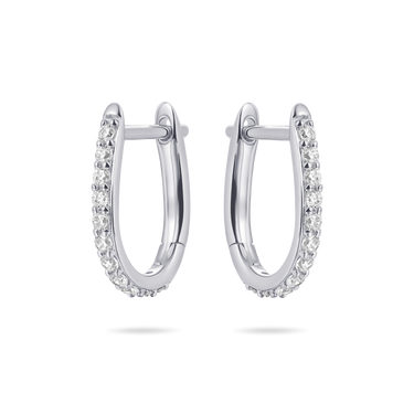 Ovale Pave Oorringen Zilver (14mm)