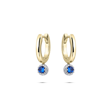 Halo Oorringen met Bedel Blauw Verguld Zilver