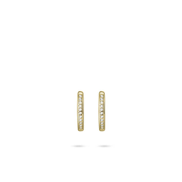 Huggie Pave Ohrringe Silber vergoldet (12mm)