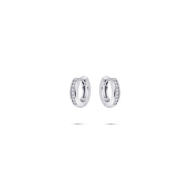 Kleine Chunky Pave Oorringen Zilver (15mm)