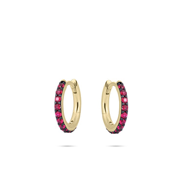 Zirkonia Oorringen Roze Verguld Zilver (15mm)