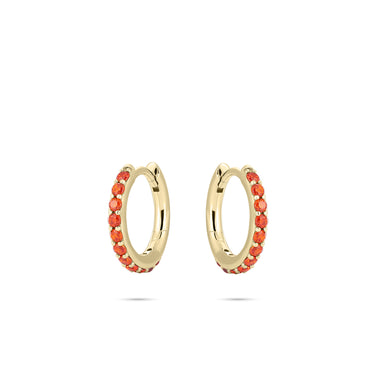 Zirkonia Oorringen Oranje Verguld Zilver (15mm)