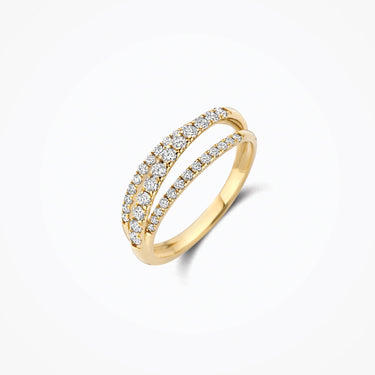 Drievoudige pavé ring 0,55ct lab-grown diamant geelgoud