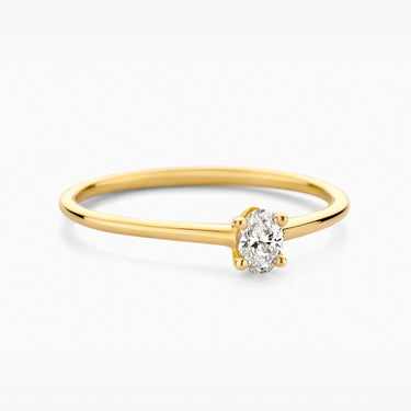 Ovale solitair ring 0,20ct lab-grown diamant geelgoud