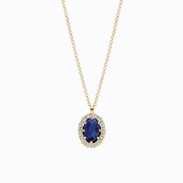 Collier blauwe saffier & lab-grown diamant geelgoud