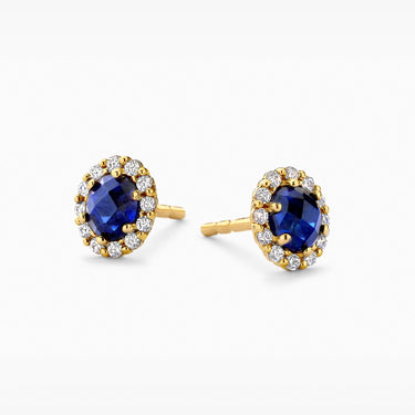 Oorknopjes blauwe saffier & lab-grown diamant 0,52ct geelgoud