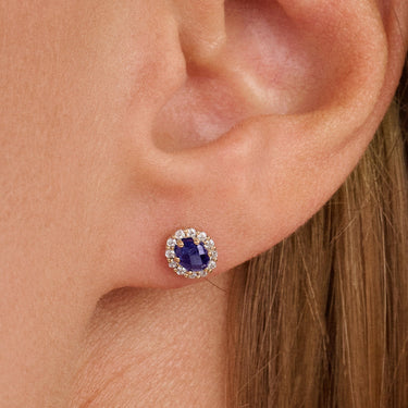 Oorknopjes blauwe saffier & lab-grown diamant 0,52ct geelgoud