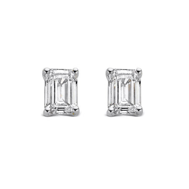 Nora witgouden oorstekers met 0,50 crt emerald diamant