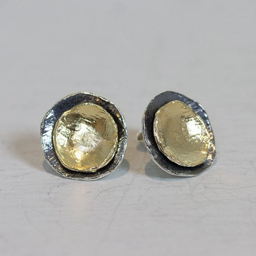 Oorknopjes Verguld en Geoxideerd Zilver
