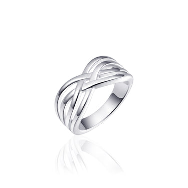 Dubbele Crossover Ring Zilver