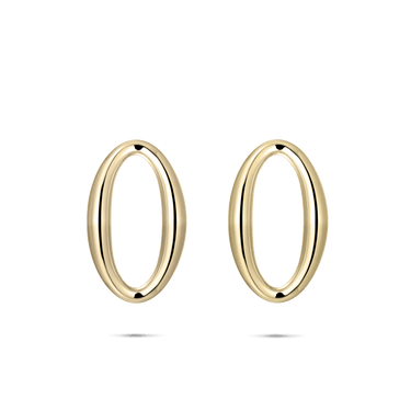 Ovale Oorbedels Zirkonia Verguld Zilver