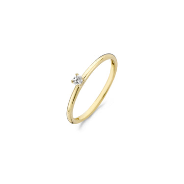 Geelgouden 14k solitair ring met zirkonia steen