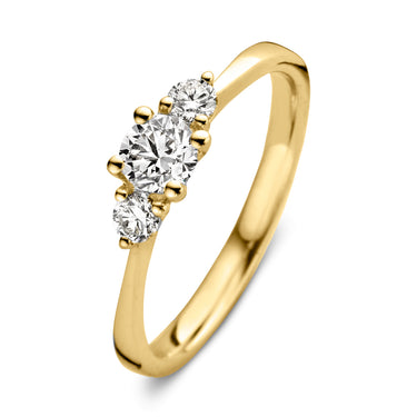 Trilogy verlovingsring van 18 karaat geelgoud met 0.50 ct lab-grown diamanten