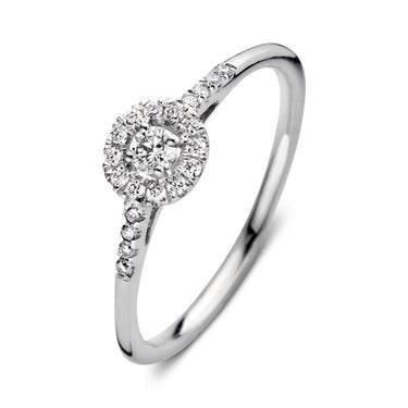 Entourage verlovingsring van 18 karaat witgoud met 0.20 ct lab-grown diamanten en zijdiamanten