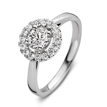 Entourage verlovingsring van 18 karaat witgoud met 0.75 ct lab-grown diamanten