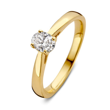 Ovale solitaire verlovingsring van 18 karaat geelgoud met 0.30 ct lab-grown diamant