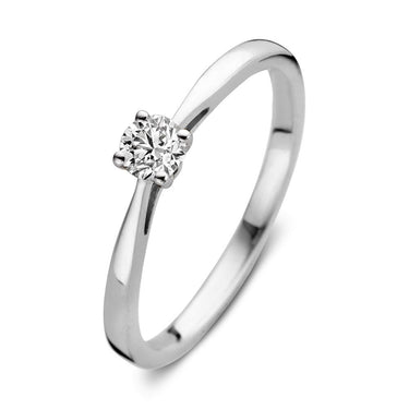 Solitaire verlovingsring van 18 karaat witgoud met 0.20 ct lab-grown diamant