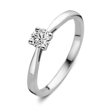 Solitaire verlovingsring van 18 karaat witgoud met 0.30 ct lab-grown diamant