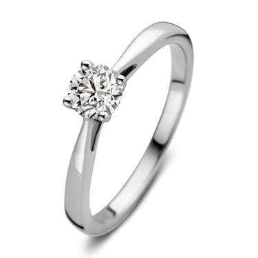 Solitaire verlovingsring van 18 karaat witgoud met 0.50 ct lab-grown diamant