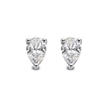 Witgouden oorstekers met peer geslepen lab-grown diamant