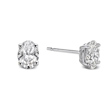 Ovale diamant oorstekers van 18 karaat witgoud