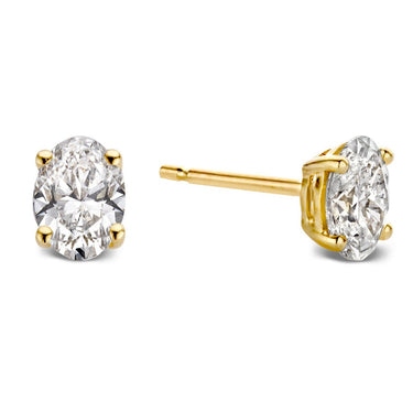 Geelgouden oorstekers met ovaal geslepen lab-grown diamant