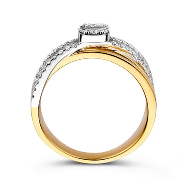 Cross-over Ring Diamanten 0.53ct 14k Bicolor