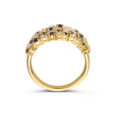 Bubbels Ring Saffier & Diamant 0.40ct 14k Geelgoud