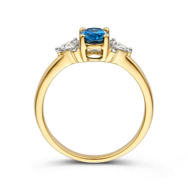 Vintage London Blue Topaas Ring 14k Geelgoud