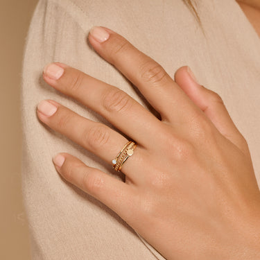 Zirkonia Bezel Ring 14k Geelgoud