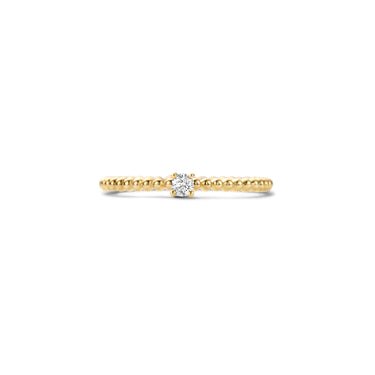 Bolletjes Ring met Zirkonia 14k Geelgoud